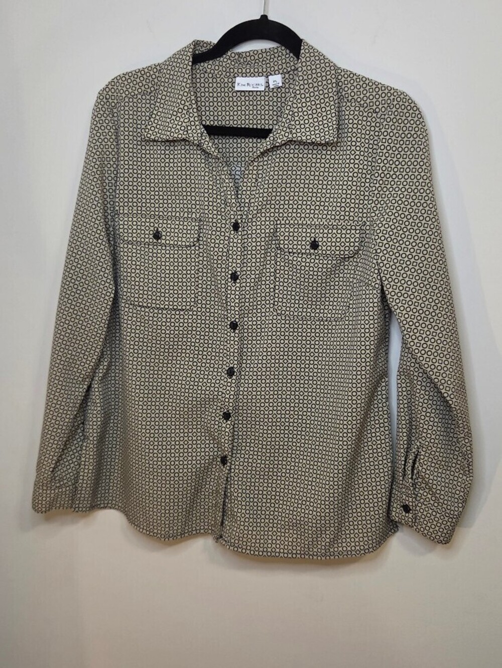 Kim Rogers Petite L Printed Button-Up Blouse